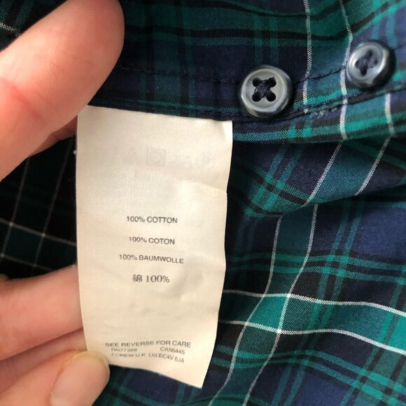 J. Crew Green & Blue Plaid Oxford Shirt, Large, Slim - Picture 4 of 7